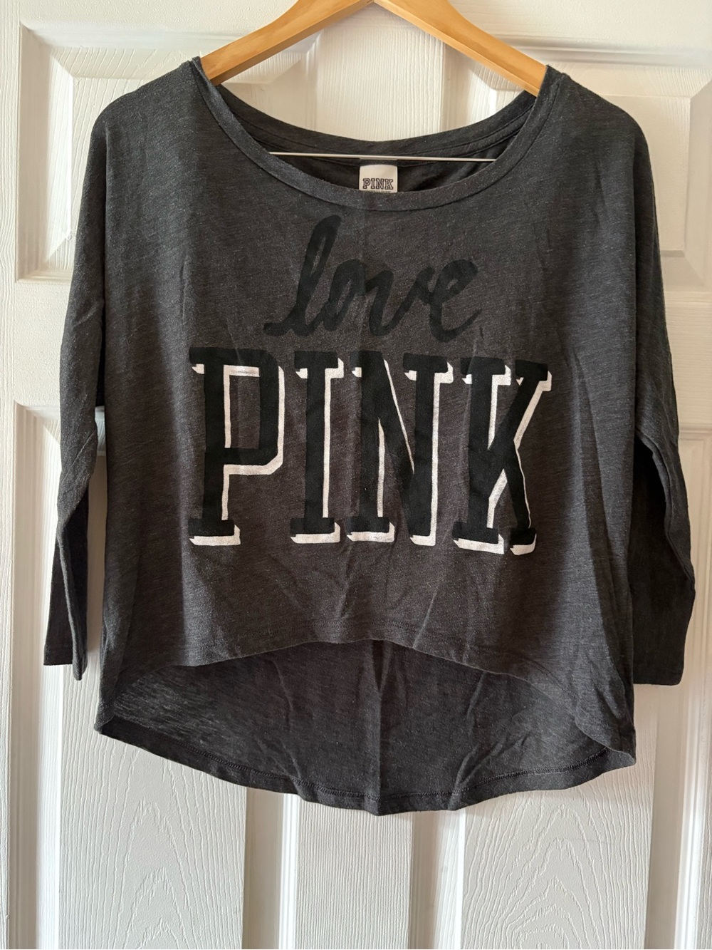 Victoria's Secret PINK Charcoal Gray Long Sleeve Tee